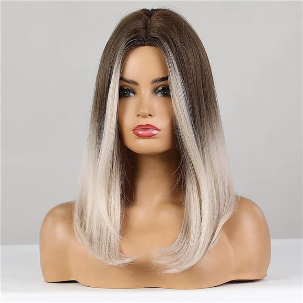 Women's Ombre Blonde Bob Wig Shoulder Length Wig - Picture 4 of 6